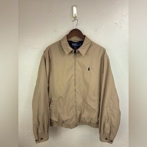 VINTAGE‎ POLO RALPH LAUREN Khaki Bomber Jacket Herrington Prep Men Large Grandpa